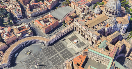 Neighborhood of St. Peter's Church in the Vatican from a height of flight