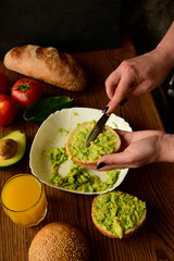 Making avocado toast