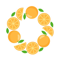 Round frame of orange for web template, flat style