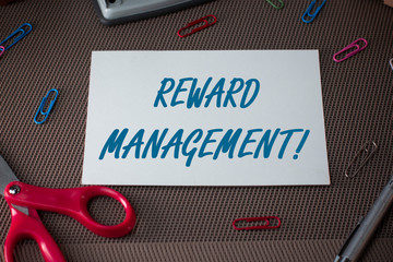 Text sign showing Reward Perforanalysisce. Business photo showcasing Appraisal Recognize workers...