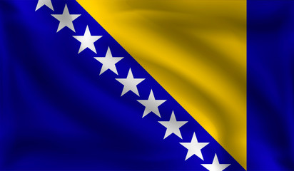 Waving Bosnia and Herzegovina flag, the flag of Bosnia and Herzegovina, vector illustration