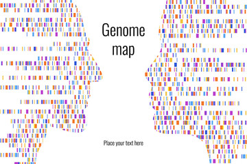 Dna test infographic. Vector illustration. Genome sequence map. Template for your design. Background, wallpaper. Barcoding. Big Genomic Data Visualization