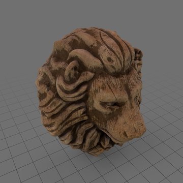 Wooden lion head statue
