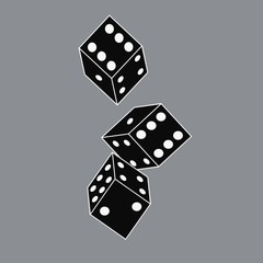 dice on a gray background, board game