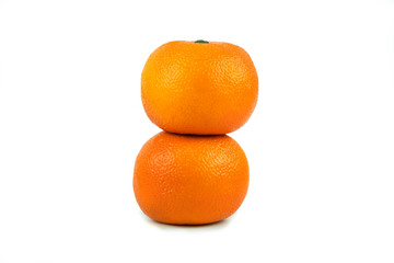 Double oranges fruit isolated on white background.