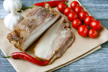 Baked pork meats with layers of fat
