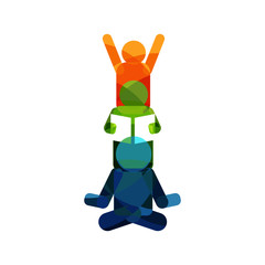 vector illustration icon logo 3 man 1 body for meditation reading yoga and success colorful logo design style