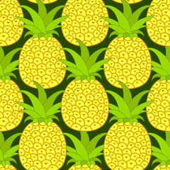 Pineapples seamless pattern. Tropical background. Vector illustration.Ready For Your Design, Greeting Card