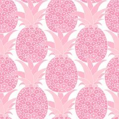 Fototapete Hell-pink Nahtloses Muster der Ananas. Tropischer Hintergrund. Vektor-Illustration. Bereit für Ihr Design, Grußkarte