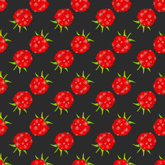 Seamless Background With Raspberries, Vector Image Ready For Your Design