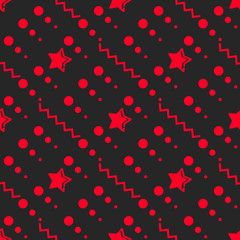 Star Seamless Pattern, Hand Drawn Sketched Doodle Stars, Vector Illustration