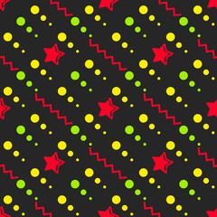 Star Seamless Pattern, Hand Drawn Sketched Doodle Stars, Vector Illustration