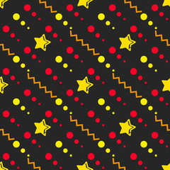 Star Seamless Pattern, Hand Drawn Sketched Doodle Stars, Vector Illustration