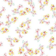 Minimalist flowers design. Seamless leaf pattern. Vector ditsy print illustration.
