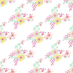 Minimalist flowers design. Seamless leaf pattern. Vector ditsy print illustration.