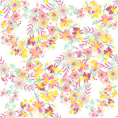 Minimalist flowers design. Seamless leaf pattern. Vector ditsy print illustration.