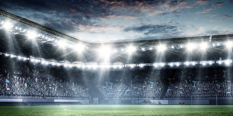 Full night football arena in lights