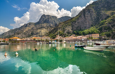 Bay and boats in Kotor, Montenegro