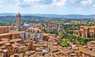 Aerial view on Siena Cathedral, Italy