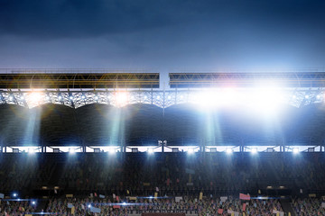 Full night football arena in lights