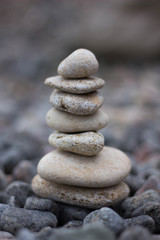 Fototapeta na wymiar Stack of balanced zen stones and pebbles.