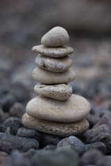 Fototapeta na wymiar Stack of balanced zen stones and pebbles.