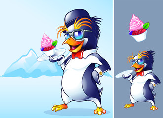 Penguin Mascot design for ice cream/yogurt shop.