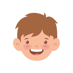 head of baby boy smiling with white background