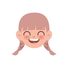 head of baby girl smiling with white background
