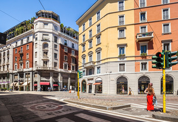 Street with shops in Milan