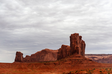 Monument Valley on a slightly overcast summer morning.