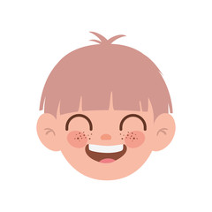 head of baby boy smiling with white background