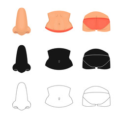 Isolated object of body and part logo. Set of body and anatomy stock symbol for web.