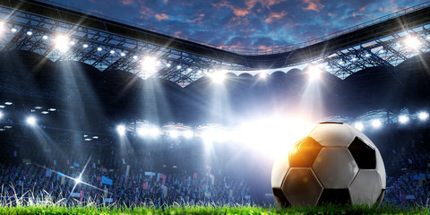 Full night football arena in lights