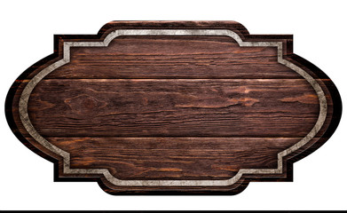 wooden dark plate, isolated on white background