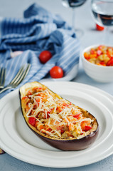 Red Bell pepper tomato carrots stuffed eggplant