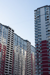 Fototapeta premium Construction of residential buildings, new multi-storey houses in Kiev, the capital of Ukraine