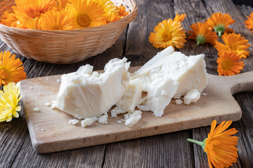 Calendula and shea butter - ingreadients for homemade ointment