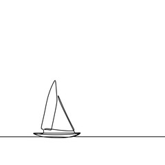 Sail one line drawing continuous lineart design minimalist style