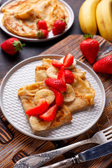 Crepes with strawberry and banana