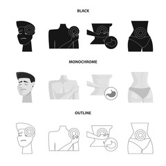 Vector illustration of hospital and rendering icon. Set of hospital and help stock symbol for web.