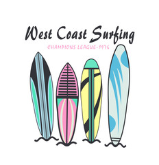 `west coast surfing` typography, t-shirt design