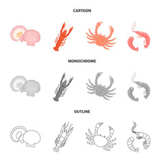 Fototapeta na wymiar Vector illustration of fresh and restaurant icon. Set of fresh and marine stock symbol for web.