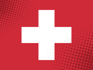 Vector image of the Flag Of Switzerland with a dot texture in the style of comics
