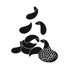Vector design of chips and caviar icon. Collection of chips and culinary stock symbol for web.