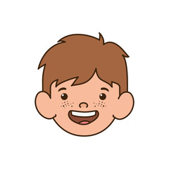 head of baby boy smiling with white background