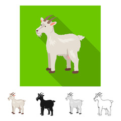 Isolated object of goat and pet symbol. Set of goat and milk stock symbol for web.