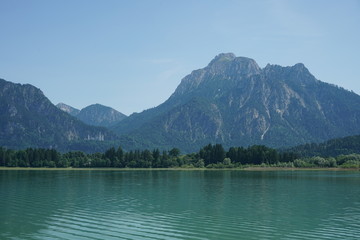 Neuschwanstein lies at the foot of the Forggensee in Bavaria