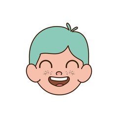 head of baby boy smiling with white background