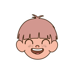 head of baby boy smiling with white background